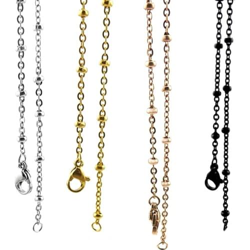 Ball station chain with lobster clasp 14-24 inch stainless steel ball station chain