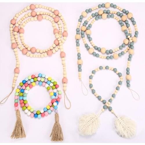 Wood Bead Tassel Rope String Bead Tassel Pendant DIY Creative Ornaments Accessories Home Decoration Hanging Pendant
