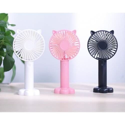Summer Present Portable Fan Cute Cat Design Electric USB Rechargeable Handheld Mini Fan Cooling Birthday Gift