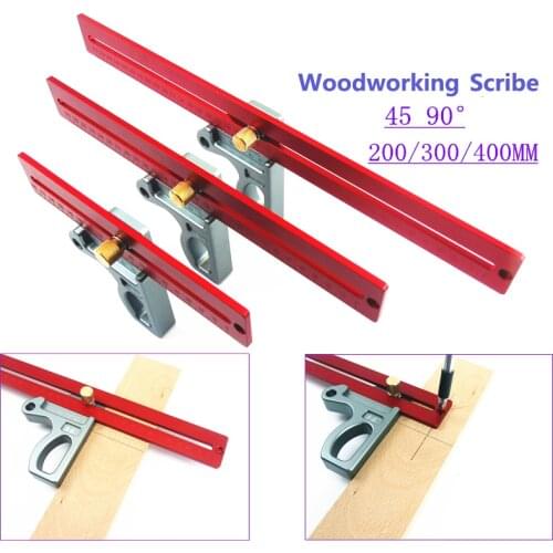 200/300/400mm Woodworking Angle Ruler 45/90 Degree Ruler Scribe Height Gauge Measuring Tools