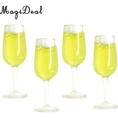 1/12th Dollhouse Miniature 4pcs Cups of Juice Kitchen Dining Table Decoration Yellow