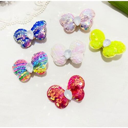 Miss Cute Glitter Paillette butterfly hairpin Padded Patches Appliques Clothes Sewing Supplies Craft Decoration Hair Accessories