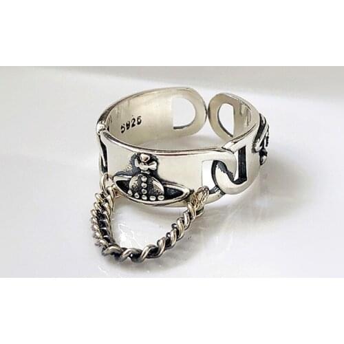 DUTRIEUX Trendy Creative Chain Tassel Planet Rings Silver Vintage Punk Party Adjustable Ring Jewelry Gifts for Women