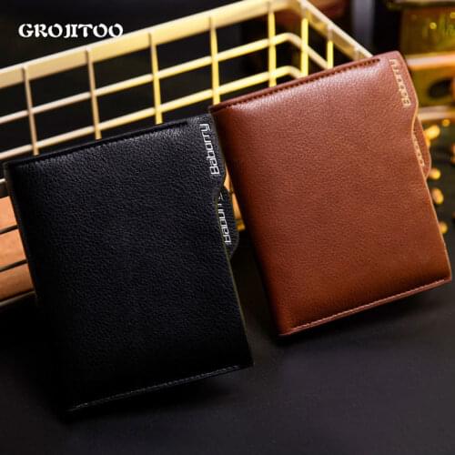 GROJITOO Bisiness Men Pu Leather Wallet Anti RFID mens new wallet Card Holder Short Wallet With Credit Card Holders Male Purses
