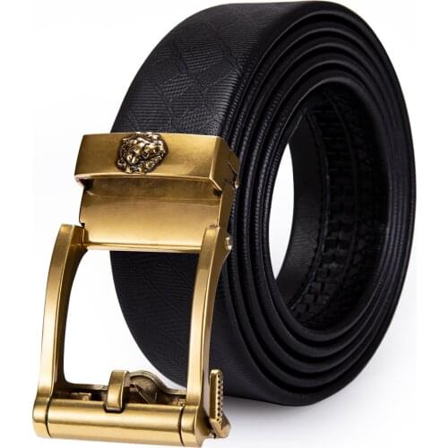 PK-2067 Barry.Wang New Fashion Black Aolly Automatic Buckle Men Belt Luxury Cowhide Genuine Leather Bee Designer Belt For Men