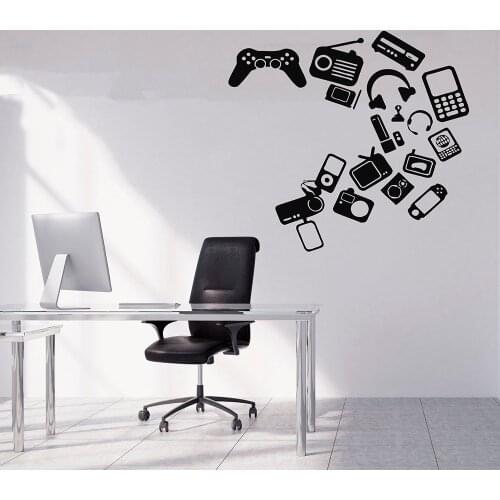 Gamer Wall Decal Game Controller Headset Personalized Playroom Teens Bedroom Club Interior Decor Vinyl Window Stickers Art E083