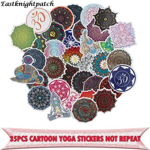 E2497 35pcs Yoga Pattern Stickers DIY Skateboard Fridge Phone Guitar Motorcycle Laptop Luggage Classic Toy Stickers