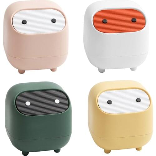 Desktop Trash Can Cute Plastic Mini Office Desk Can Mini Double-layer Contrast Color Push Trash Can Household Pumping liberal