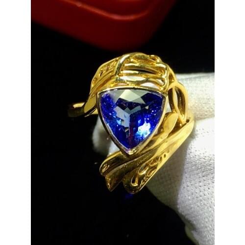 Fine Jewelry Real 18K Yellow Gold AU750 100% Natural Tanzanite Gemstone 2.3ct Tanzania Origin Female Rings for Women Fine Ring