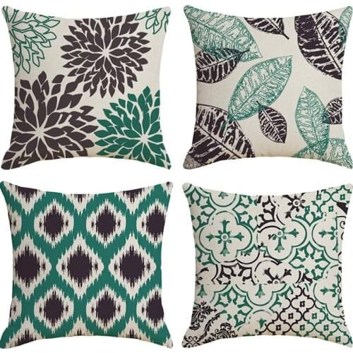 Cushion Cover Pillows Bed Cotton Line Flower Geometric Printed Throw Pillow Cases 45x45cm For Home Decor Sofa Chair Seat