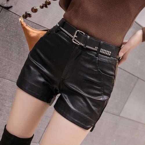 2021 New Style for Autumn Winter High Waist Slim Front Skirt Black Shirts Rivet PU Leather Short Skirt Womens