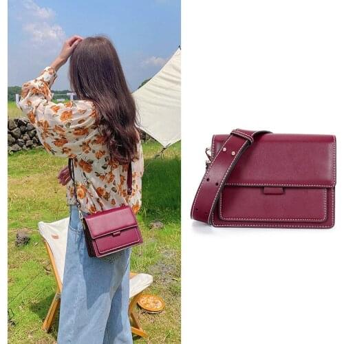 2021 New PU Leather Solid Color Ladies Soft Leather Small Square Bag Organ Bag Net Red Broadband Single Shoulder Messenger Bag