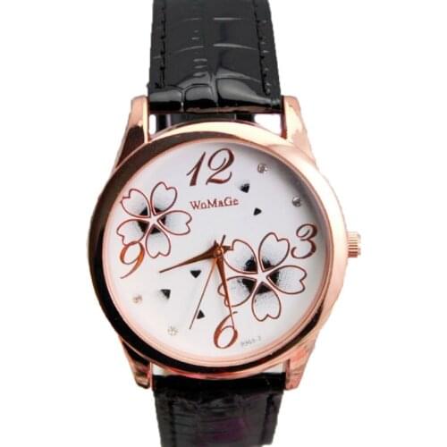 New elegant Floral design watch lady casual dress 11 color leather strap womage brand quartz women fashion flower wristwatch hot