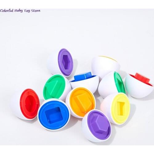 6PCS Montessori Learning Education Math Toys Smart Eggs 3D Puzzle Game For Children Popular Toys Jigsaw Mixed Shape Tools