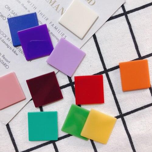 Wholesale 100pcs 23mm Colorful Geometry Square Acrylic Planar Sheet Jewelry Findings Ornament Accessories Pendant Charms DIY