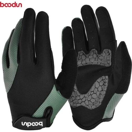 Boodun Cycling Full Finger Gloves Shockproof Outdoor Sport Hiking Fishing Mittens Road Bike MTB Touch Screen Finger Long Gloves