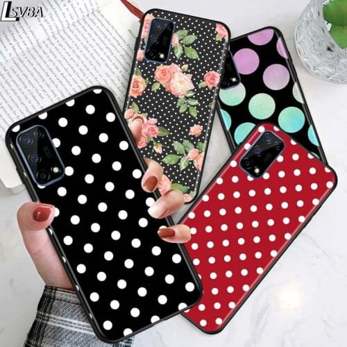 Polka Dots for OPPO Realme V15 X5 X3 X50 X7 X2 C17 C11 C3 C2 7 7i 6 6S 6i 5 Narzo 20 Pro Black Phone Case