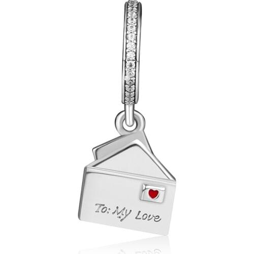 Fits for Pandora Charms Bracelets letter to Lover Beads 100% 925 Sterling-Silver-Jewelry Free Shipping