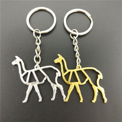 Drop Shipping Fashion Jewelry Alpaca Key Chain Cute Origami Alpaca Charm Pendant For Women Girls Gift Keyring Custom Jewelry