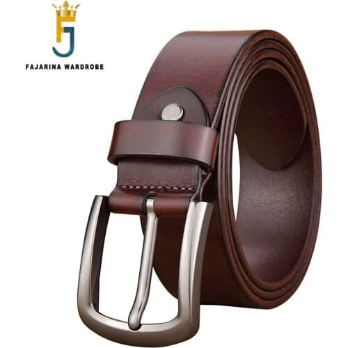 FAJARINA Mens Simple Design Styles Alloy Buckle Metal Cow Skin Belt Leather for Men Good Level Quality Cowhide Belts N17FJ998