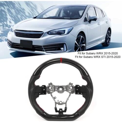 Steering wheel | Steering wheel in Nappa carbon fiber pre-perforated leather with red stitching for Subaru WRX/STI