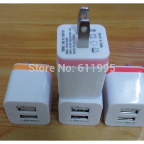 200pcs/lot US Plug 2 USB Port Dual USB Wall Home Travel Charger Adapter for iPhone 6 5s for iPad for Samsung for LG
