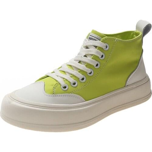 Sports shoes womens high-top canvas shoes 2021 spring and autumn new style Korean thick-soled womens shoes flat casual shoes