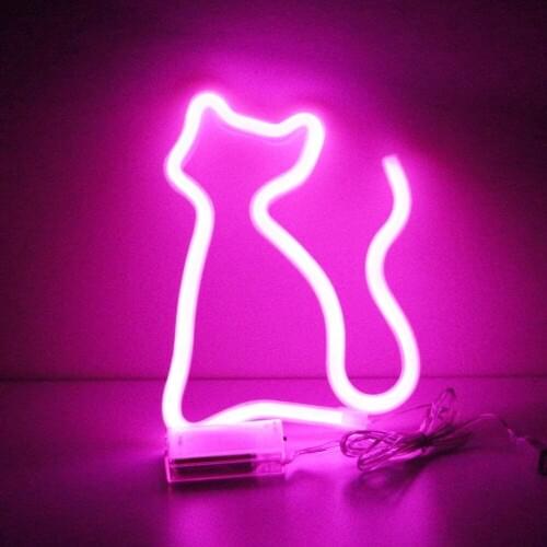 LED Signs Neon Lights for Wall Decor USB or Battery Operated Cat Neon Light Sign for Bedroom Christmas Home Party Kids Living Ro