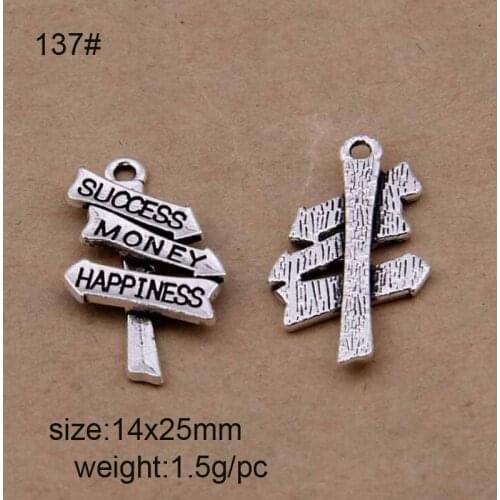 50pcs 14x25mm Tibetan Silver Plated Indicator Drop Charms Pendants For DIY Bracelet Necklace Jewelry Making