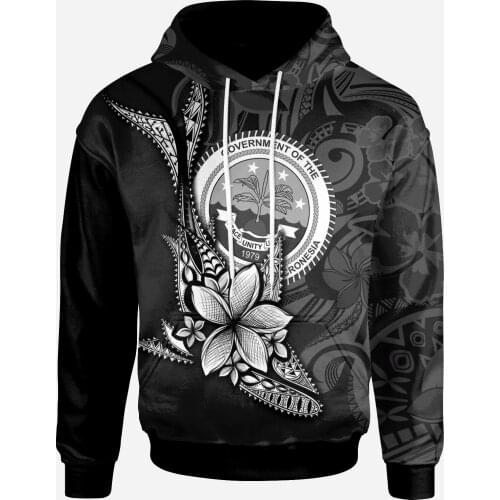 3D Printed Hotsale Hooded For Men Federated States Of Micronesia Casual Custom Name Hoodie Plumeria Flower Style Unisex Pullover