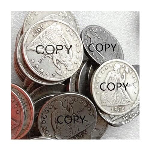 WHOLE SET OF(1840-1873) -P-S-O-CC 46PCS Seated Liberty Dollar Silver Plated Copy Coins