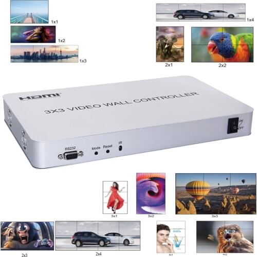 HDMI Video Wall Processor 3x3 Video Wall Controller Support 1 input 9 Outputs 1080P with RS232 multiple splicing modes