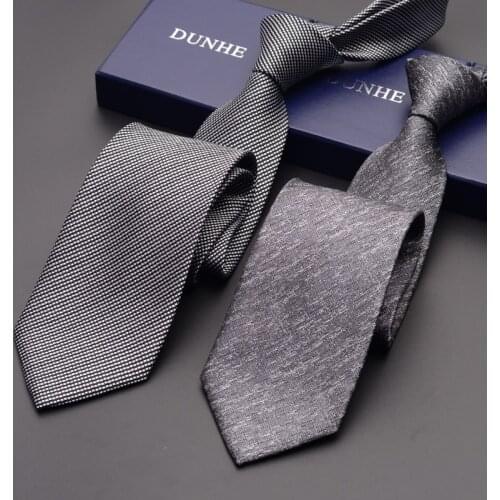 High Quality 2019 New Fashion Ties Men Business 8cm Checkered Silk Tie Wedding Ties for men Designers Brand with Gift Box Gray