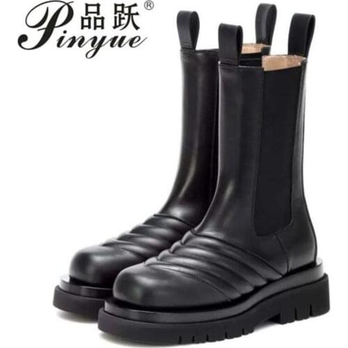 New Women Winter Fashion Boots Top Quality Genuine Leather Boots Comfortable Walking Boots Warm Casual Boots Chelsea Boots