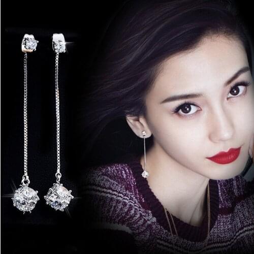 MZC New Fshion Jewelry Long Flower Drop Big Earrings for women Zircon pendientes Dangle Earrings mujer moda oorbellen kolczyki