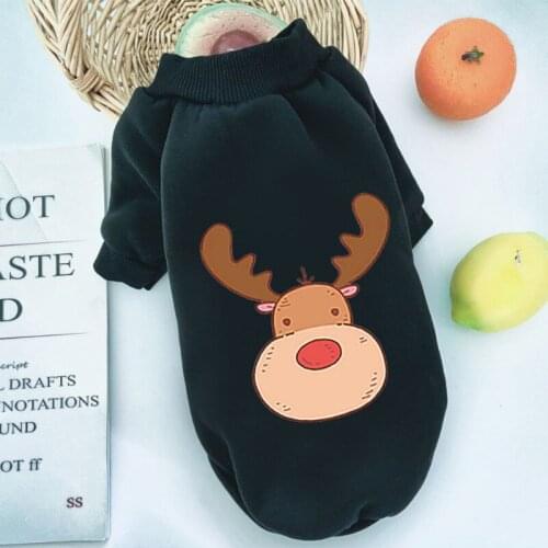 Xs-2xl Pet Dog Autumn And Winter Plus Velvet Sweater Dog Cat Elk Deer Animal Pattern Printed Pullover Pets Costume