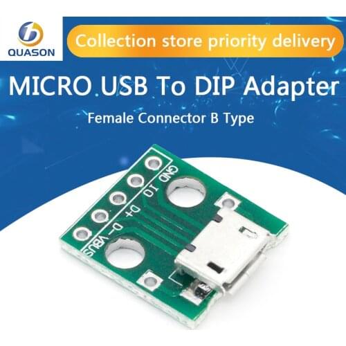 10pcs Micro USB To DIP Adapter 5pin Female Connector Module Board Panel Female 5-Pin Pinboard B Type PCB 2.54 MM