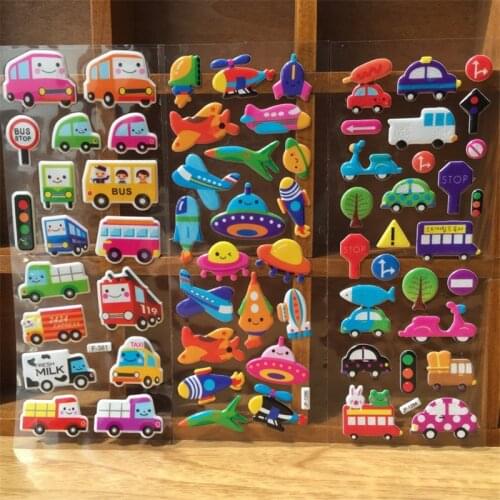 12sheets/pack free shipping cartoon sticker for kids kawaii 3D puffy bubble stickers boys girls gift Toys animal Reward stickers