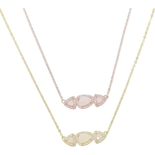 2019 gold filled simple cz necklace opal stone Delicate minimal girl women gift 100% 925 silver cute elegance necklace jewelry