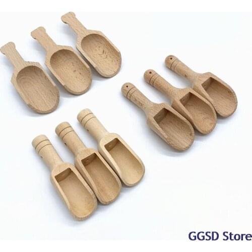 3pcs/lot Wooden Spoon Coffee Tea Milk Powder Scoops Mini Candy Bath Salt Spices Flavors Spoons Kitchen Tools Teaware Accessories