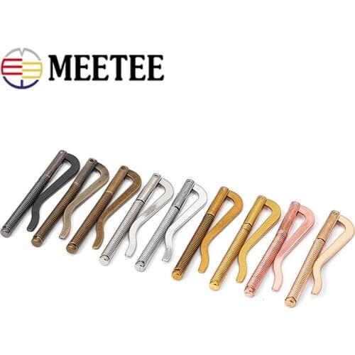 4pcs Meetee Metal Money Clip Buckle Hook Bar Wallet Replace Spring Cash Holster Holder LeatherCraft Hardware Accessories AP016