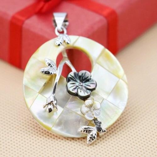 40mm Natural Abalone seashells sea shells pendants Embroider flower Accessories jewelry making design diy crafts Accessories