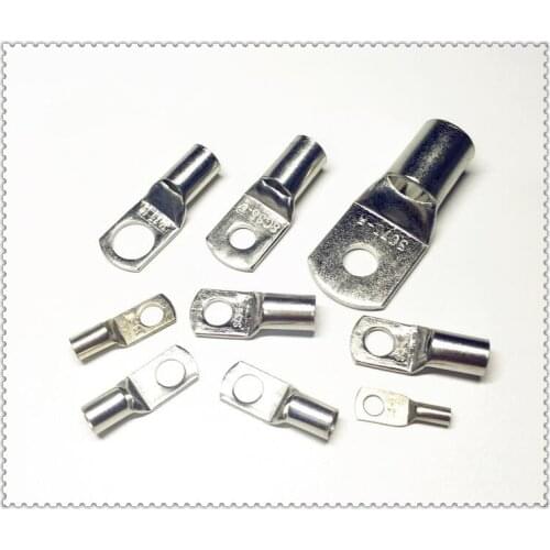 50pcs/Lot SC 10-10 10mm Bolt Hole Tinned Copper Cable lugs Battery Terminals