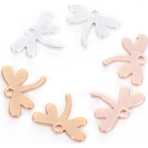 50PCS Rose Gold Silver Dragonfly Pendants Alloy Delicate Charms DIY Accessories For Handmade Earrings Bracelets Necklace