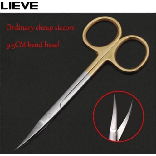 9.5CM bend /straight head Ordinary cheap medical surgical eye scissors beauty scissors cut tissue scissors