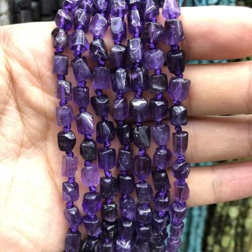 Wholesale 3strings 15.5" Natural Amethyste Loose beads,8x10mm Purple Crystal Stone Nugget Gem Jewelry Making Beads