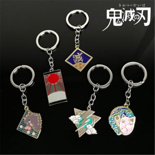 Demon Slayer Metal Keychain Anime Cosplay Kimetsu No Yaiba Tanjirou Nezuko Agatsuma Zenitsu Pendant Cosplay Jewelry