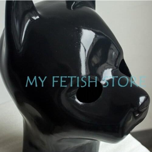DM108)Top quality DM 100% natural full head latex dog mask rubber hood suffocate feitsh Mask fetish wear