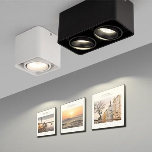 Household Square Led Surface Mounted Downlight Cob Anti-Glare Spotlight Single Head Ceiling Light