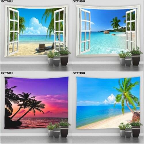 Large Wall Hanging Tapestry Sunlight Beach Ocean Scenery Tapestries Mural For Bedroom Living Room Dorm Bohemia Home Decoration